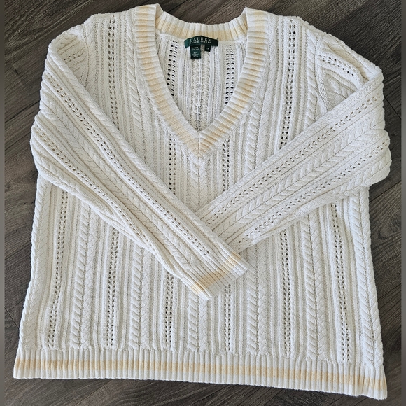 Lauren Ralph Lauren Sweaters - 1x white vintage Lauren by Ralph Lauren sweater tennis badminton 70s 80s preppy
